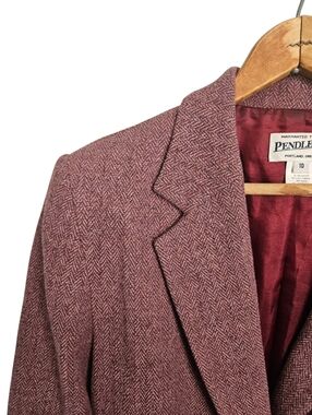 Vintage Pendleton Mauve-Rose Herringbone Wool Jacket, Size 10